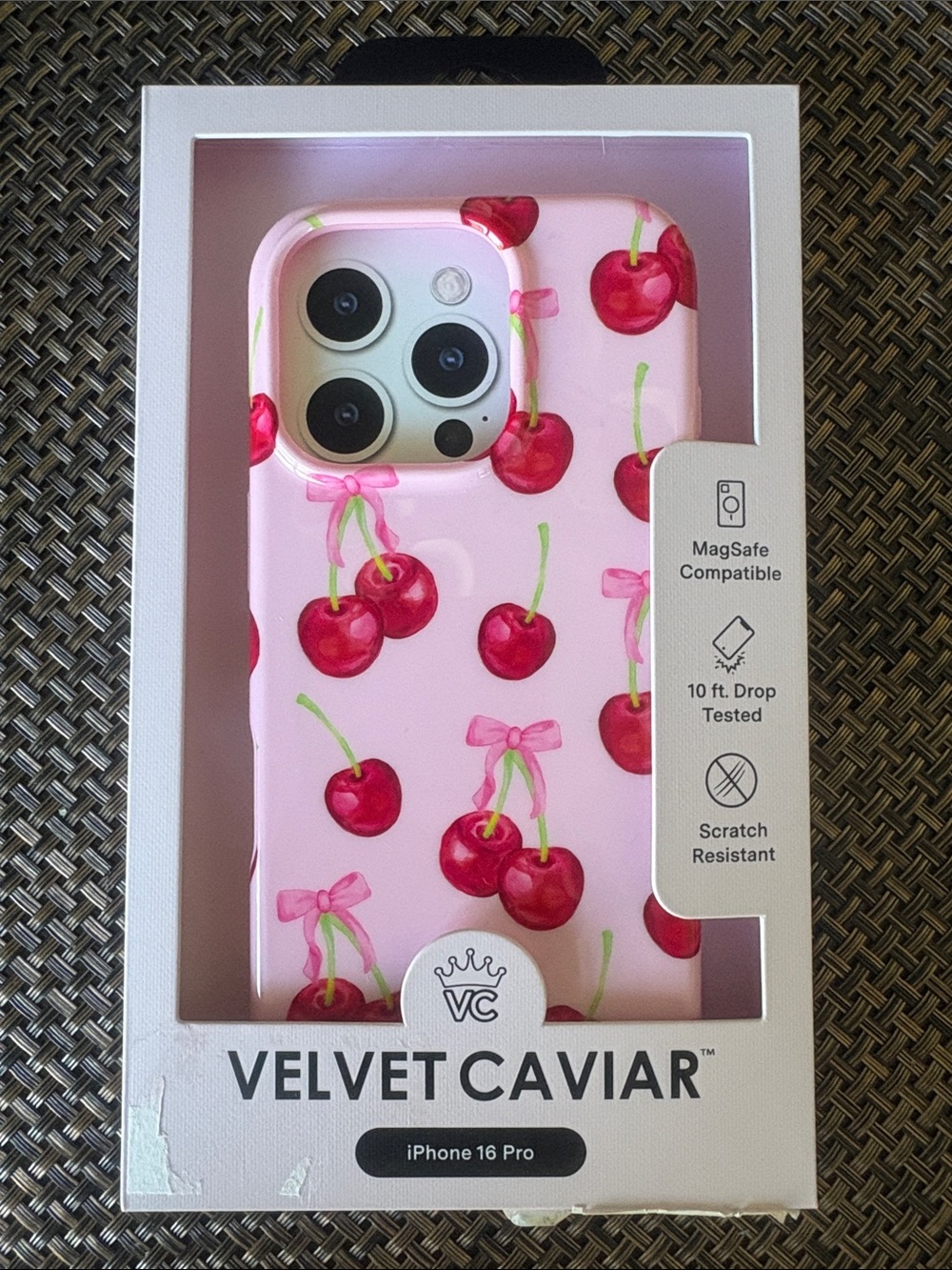 Velvet Caviar Pink Cherry Pattern iPhone 16 Pro Case New
